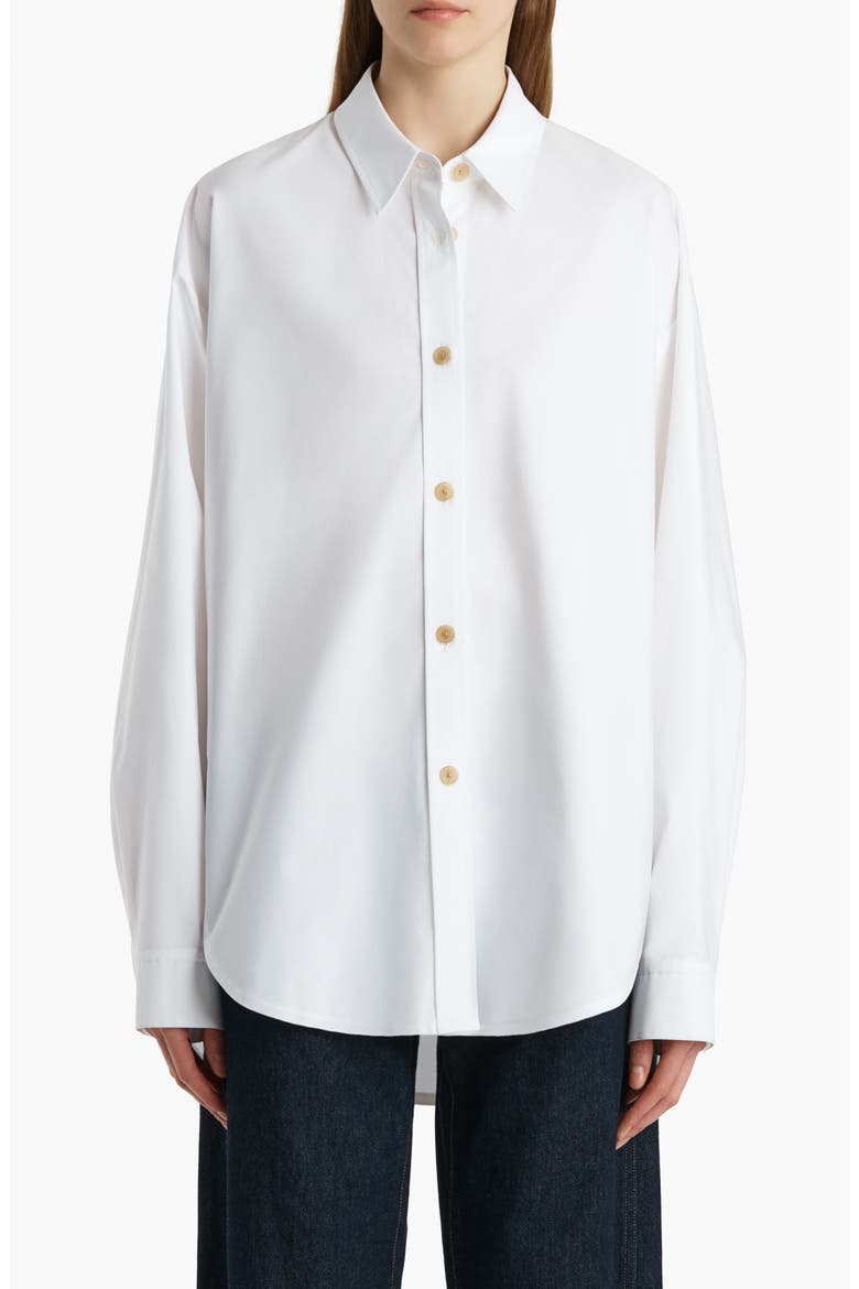 Organic Cotton Poplin Button-Up Shirt, Main, color, WHITE