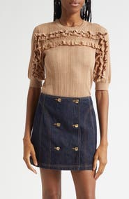 Ulla Johnson Salima Ruffle & Lace Merino Wool Sweater