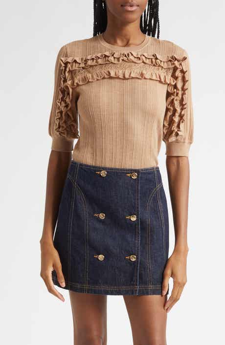 Ulla Johnson Salima Ruffle & Lace Merino Wool Sweater