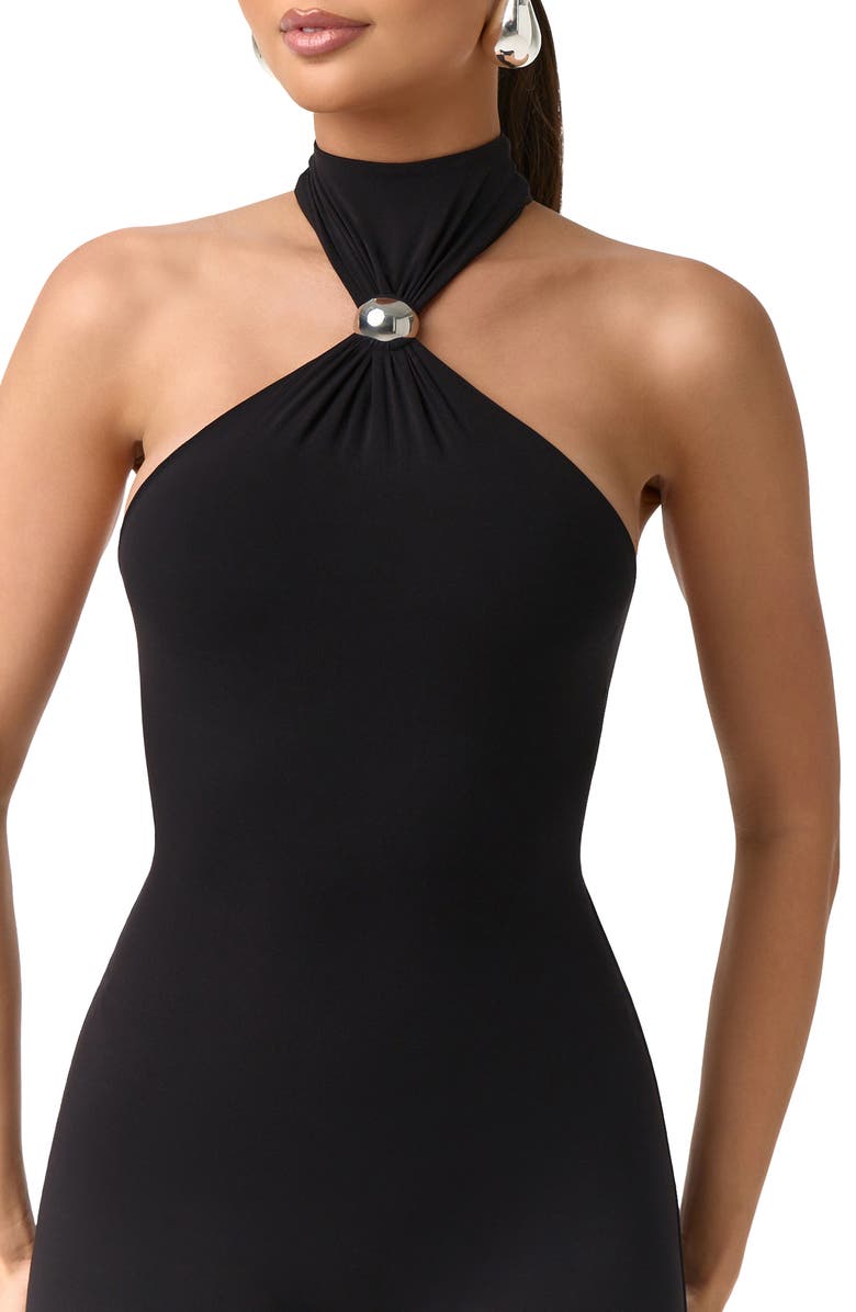 Naked Wardrobe Naked Dome Halter Jumpsuit, Alternate, color, Black