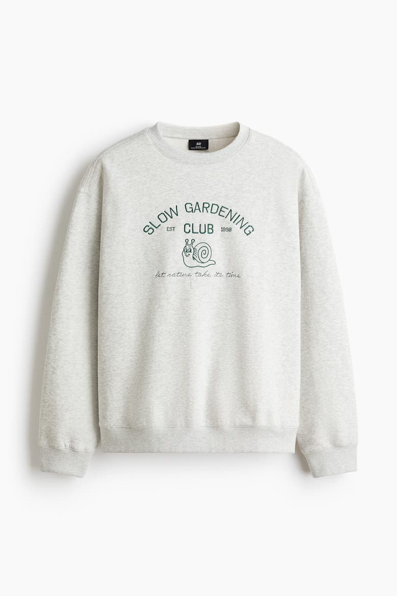 Relaxed Fit Embroidery-motif Sweatshirt, Alternate, color, Gray/Slow Gardening Club