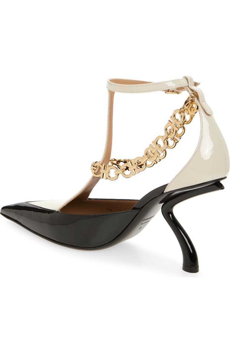 FERRAGAMO Rupy Gancini Chain T-Strap Pump, Alternate, color, Black