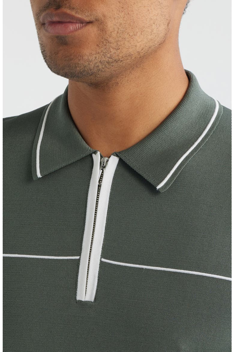 Bradford Tipped Half Zip Polo Sweater, Alternate, color, SAGE GREEN