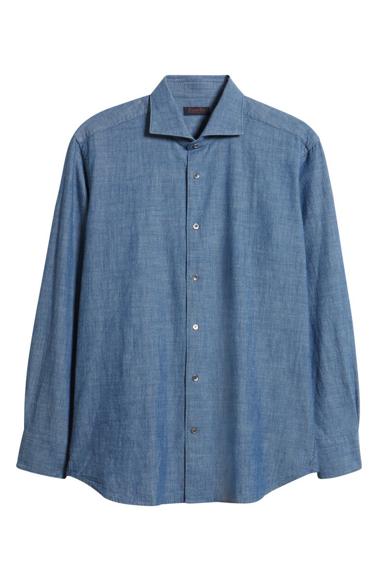 Zanella Bassano Chambray Button-Up Shirt, Alternate, color, Medium Blue