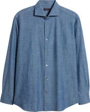 Zanella Bassano Chambray Button-Up Shirt
