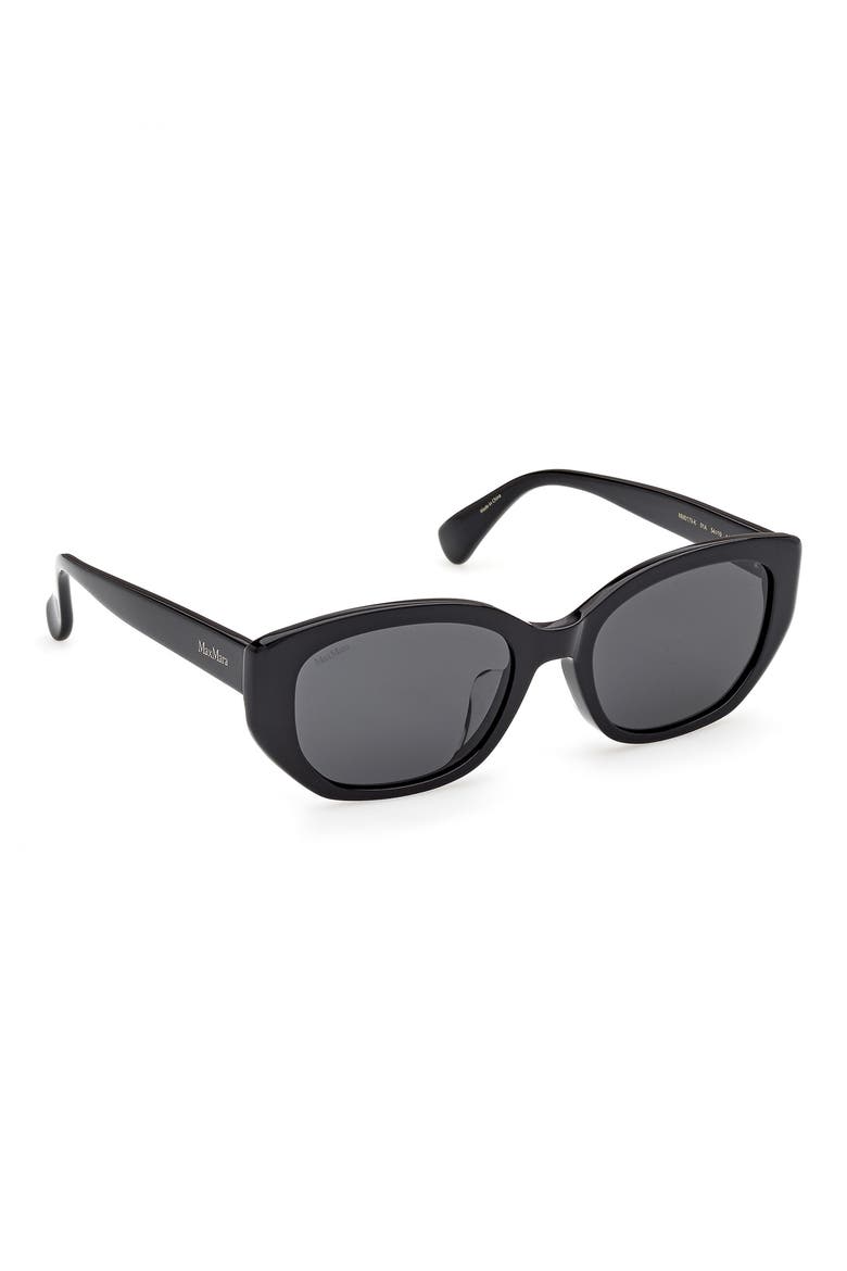 54mm Oval Sunglasses, Alternate, color, SHINY BLACK / SMOKE