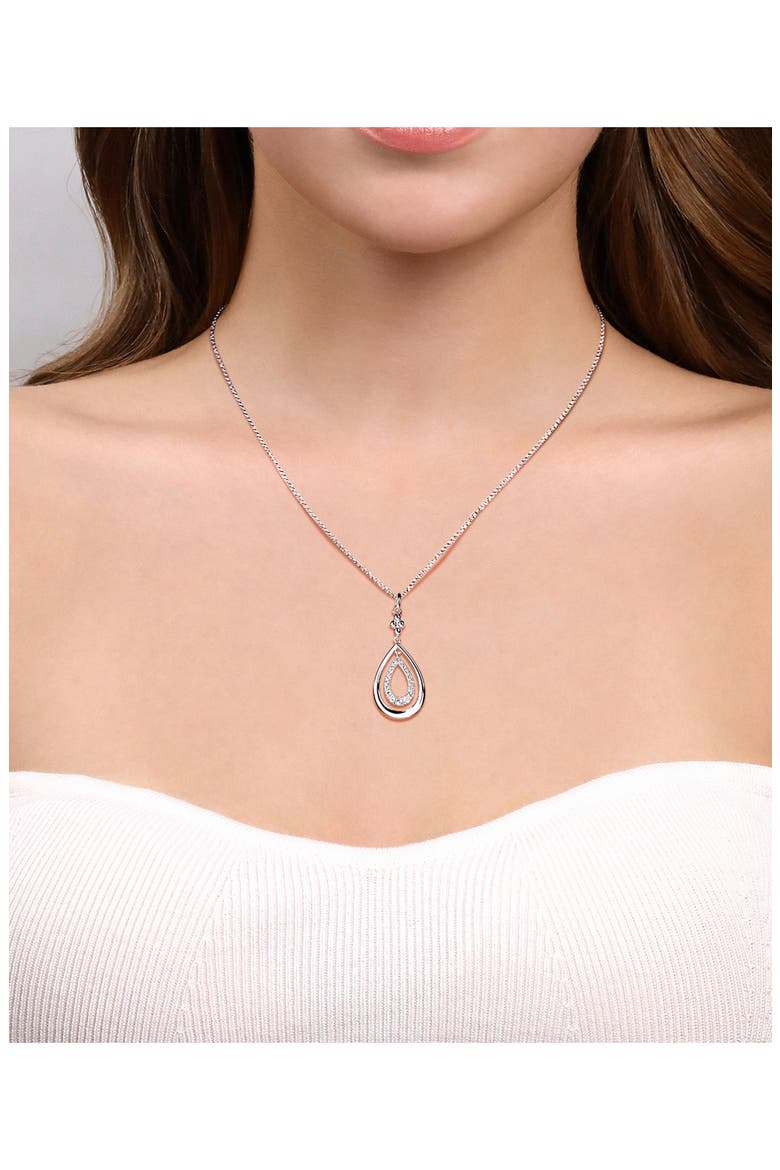 Bujukan White Sapphire Teardrop Pendant Sterling Silver Necklace, Main, color, STERLING SILVER