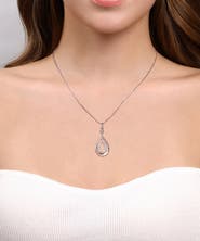 Gabriel & Co. Bujukan White Sapphire Teardrop Pendant Sterling Silver Necklace