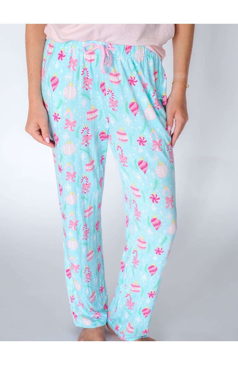RuffleButts SoftSnooze Unisex Holiday Adult Pajama Pants, Alternate, color, Ornament Dreams