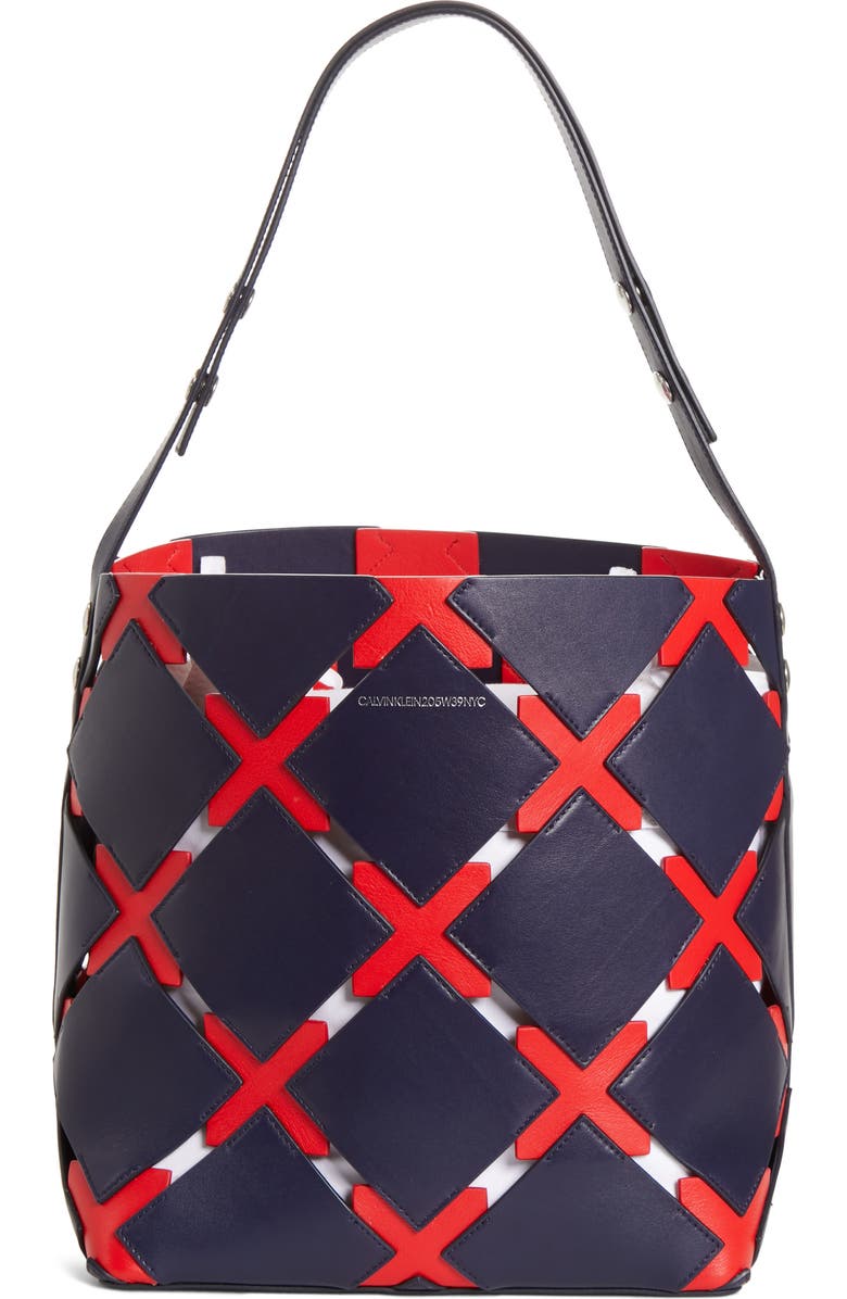 CALVIN KLEIN 205W39NYC Patchwork Quilt Leather Bucket Bag, Main, color,