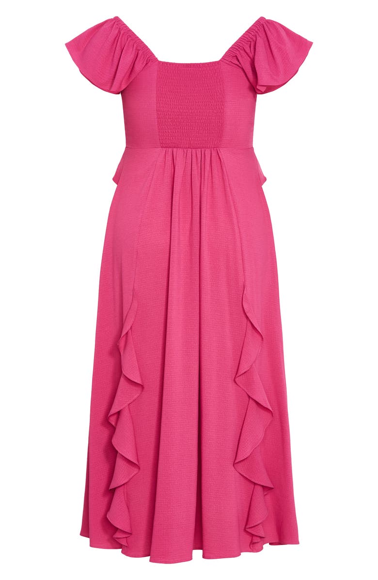 City Chic Frill Ruffle Maxi Dress, Alternate, color, Magenta