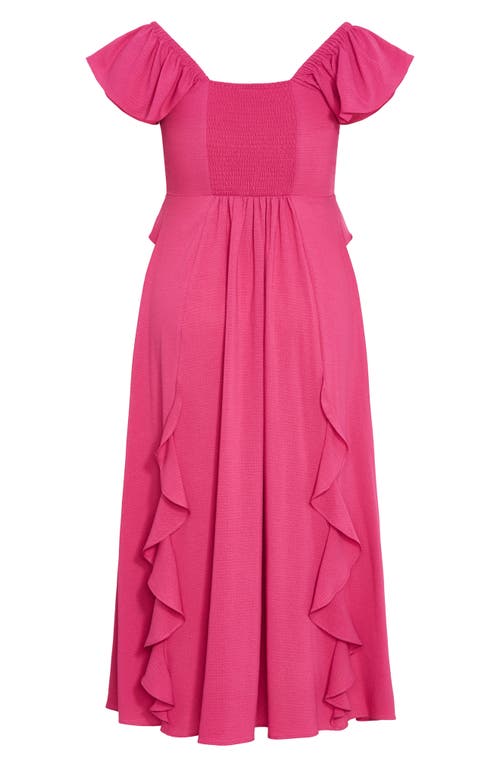 City Chic Frill Ruffle Maxi Dress In Magenta