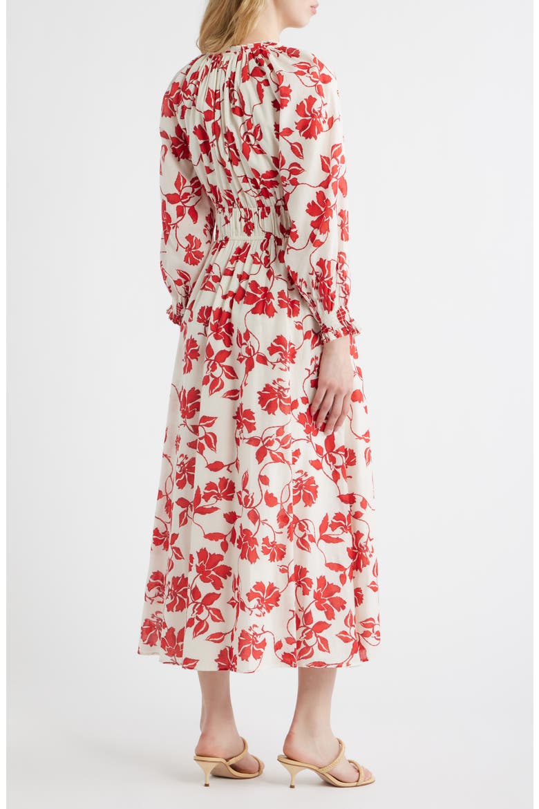 Matia Floral Long Sleeve Cotton Maxi Dress, Alternate, color, RED JASMINE