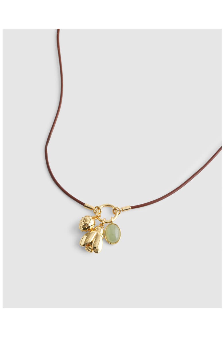 Bee Charm Cord Necklace, Alternate, color, ANTIQUE GOLD