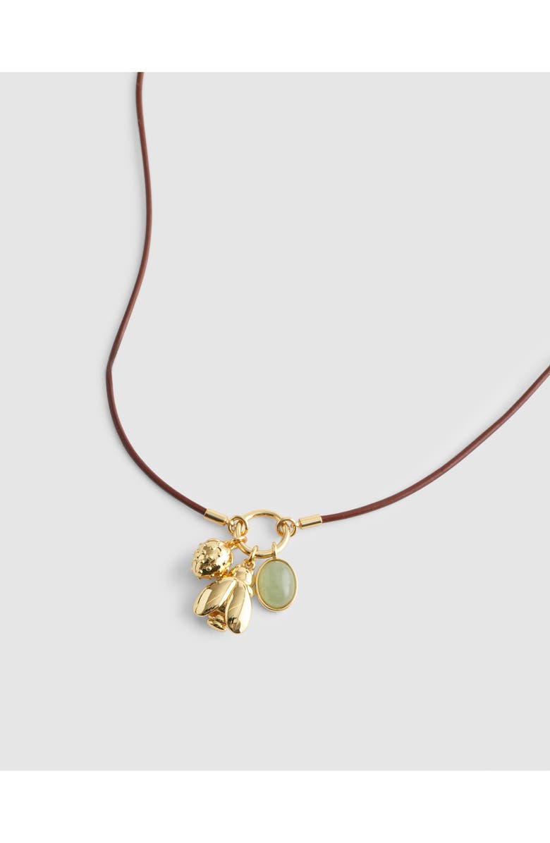 Madewell Bee Charm Cord Necklace, Alternate, color, Antique Gold