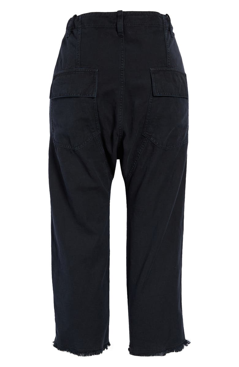 Nili Lotan Luna Cotton & Linen Twill Crop Pants, Alternate, color, Dark Navy