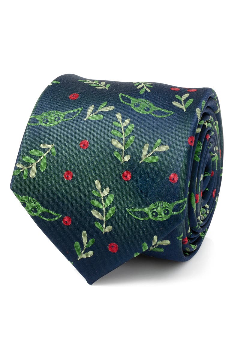 Cufflinks, Inc. Star Wars Grogu Holiday Silk Blend Tie, Alternate, color, Green/ Red