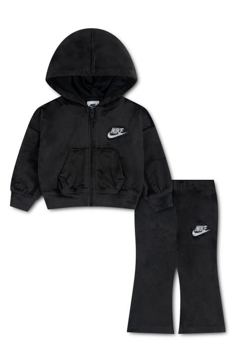Velour Hoodie & Flare Leggings Set