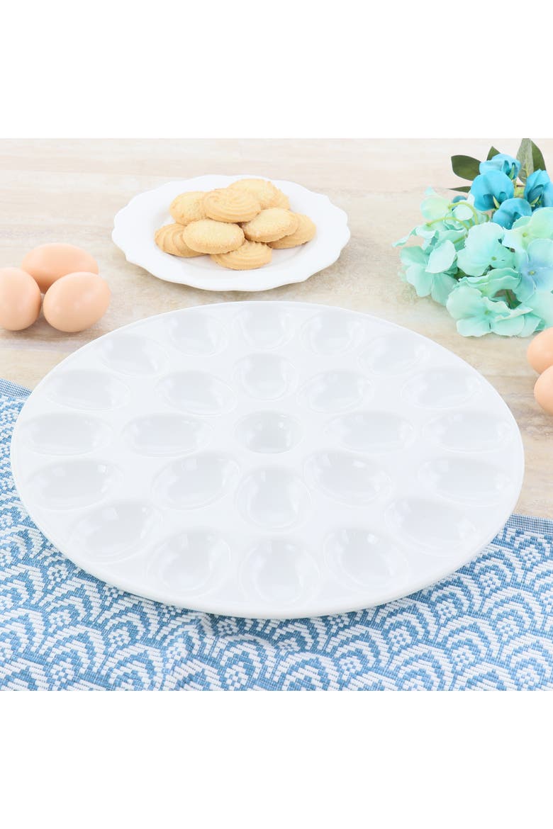 Simply White 13 Inch Egg Serving Platter, Alternate, color, White
