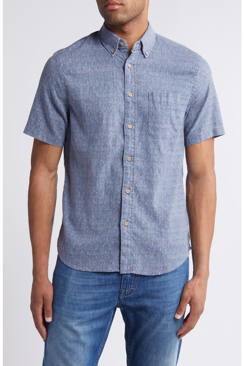 Breeze Short Sleeve Button-Down Shirt, Main, color, PARADISE PALM
