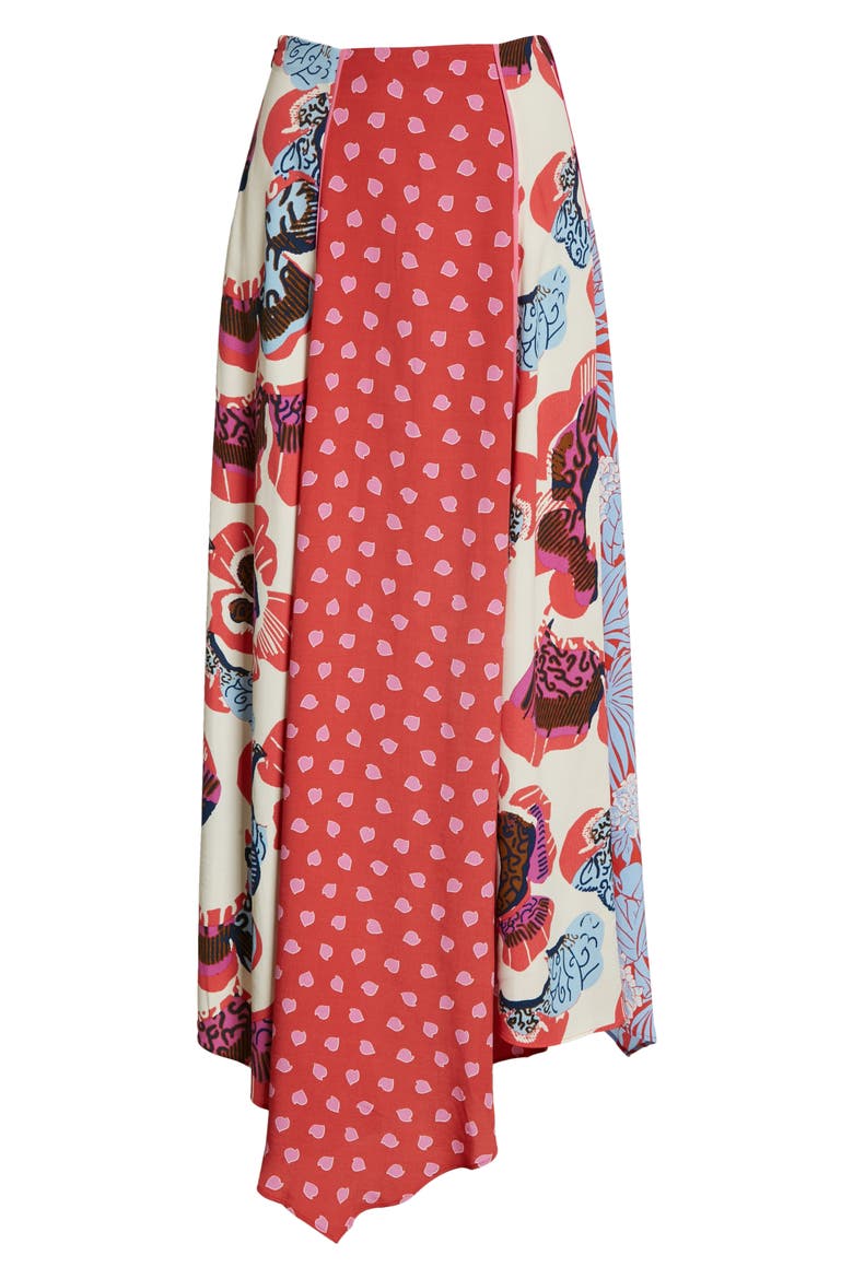 Jeffery Mix Print Asymmetrical Skirt, Alternate, color, PALM MEDIUM/ CHICKPEA DOT