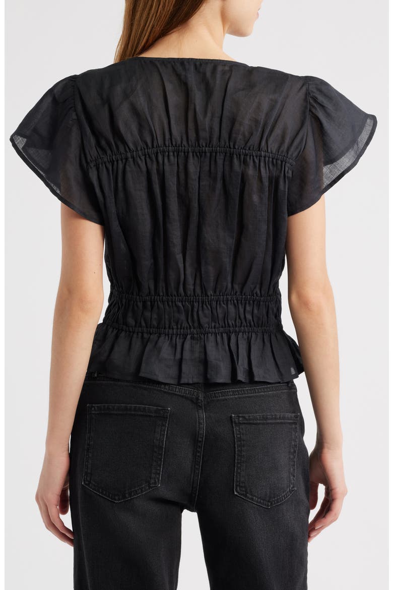 Valentina Tiered Flutter Sleeve Top, Alternate, color, BLACK