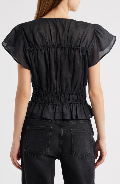 Rag & Bone Valentina Tiered Flutter Sleeve Top In Black