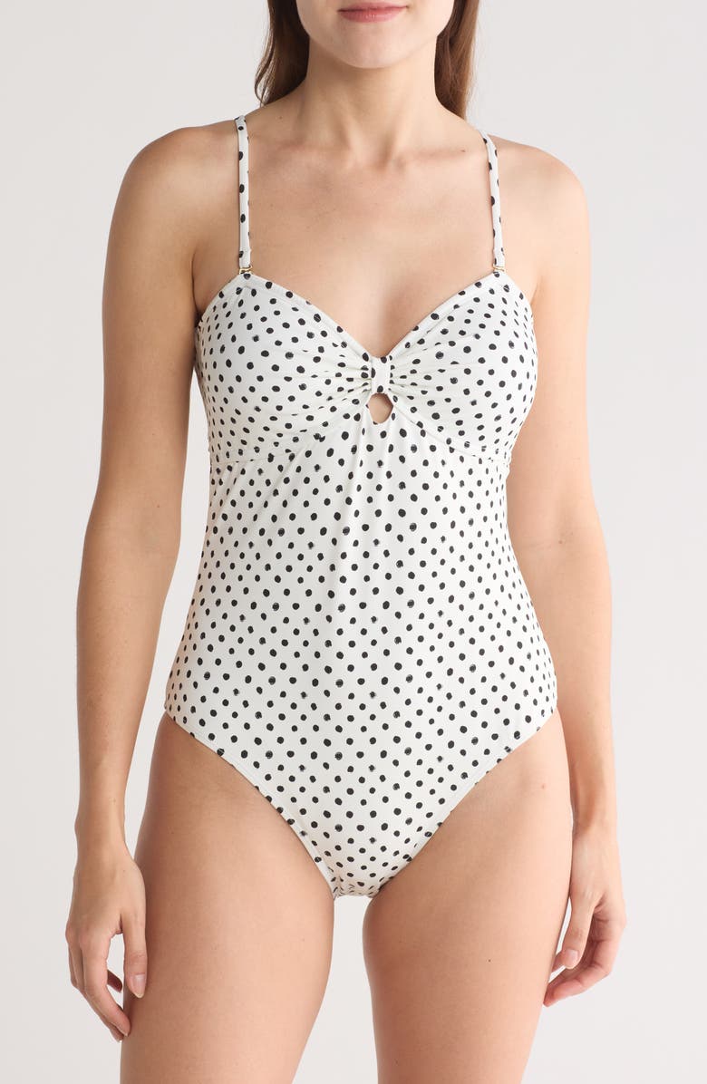 Betsey Johnson Polka Dot One-Piece Swimsuit, Main, color,