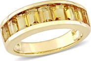 DELMAR Yellow Plated Sterling Silver Baguette Cut Citrine Band