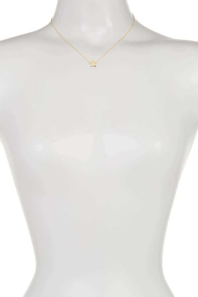 14K Yellow Gold Plated Diamond Detail Star Charm Necklace - 0.01 ctw, Alternate, color, YELLOW