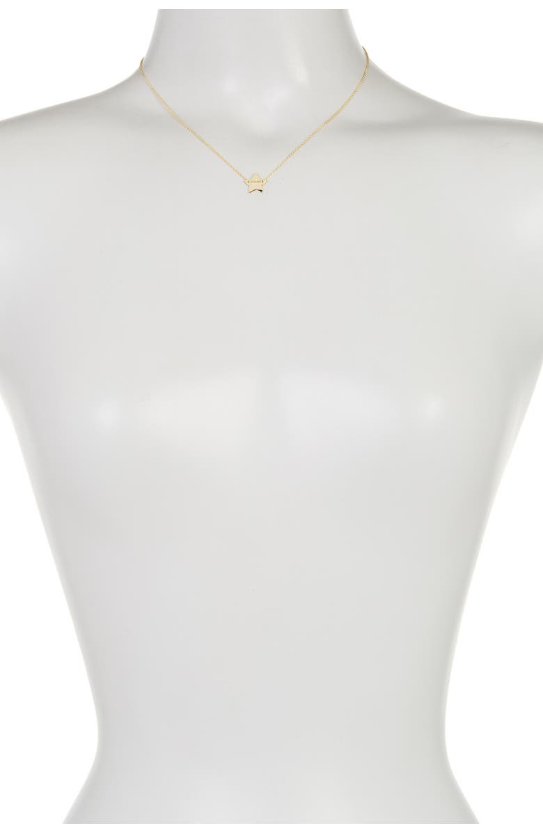 Adornia 14K Yellow Gold Plated Diamond Detail Star Charm Necklace - 0.01 ctw, Alternate, color, Yellow
