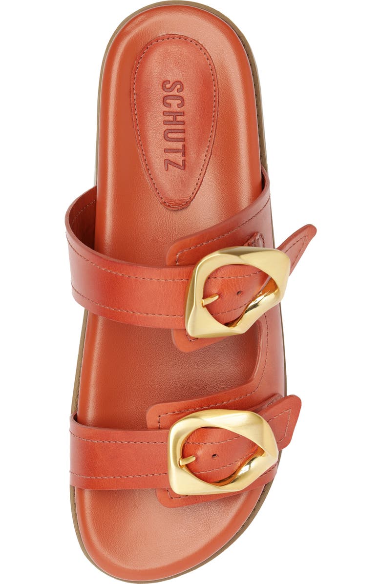 Schutz Olga Buckle Sporty Slide Sandal, Alternate, color, Sunset Ochre