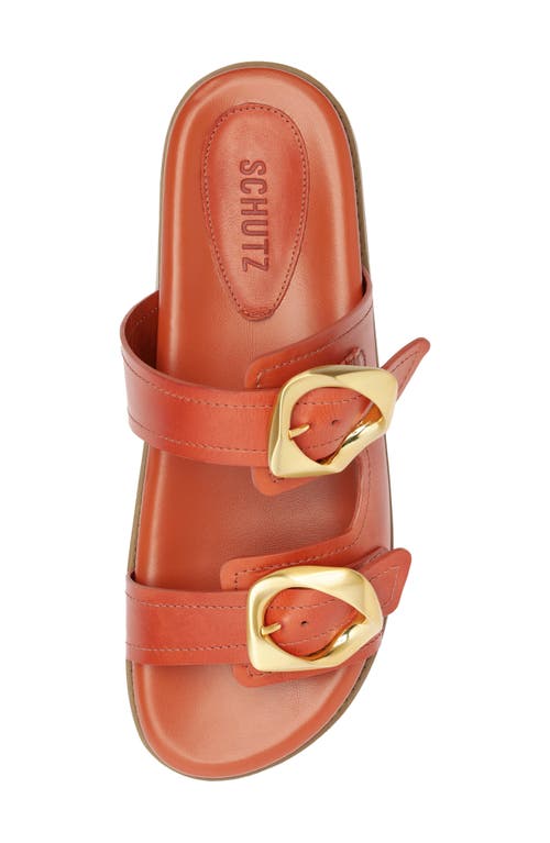 Shop Schutz Olga Buckle Sporty Slide Sandal In Sunset Ochre
