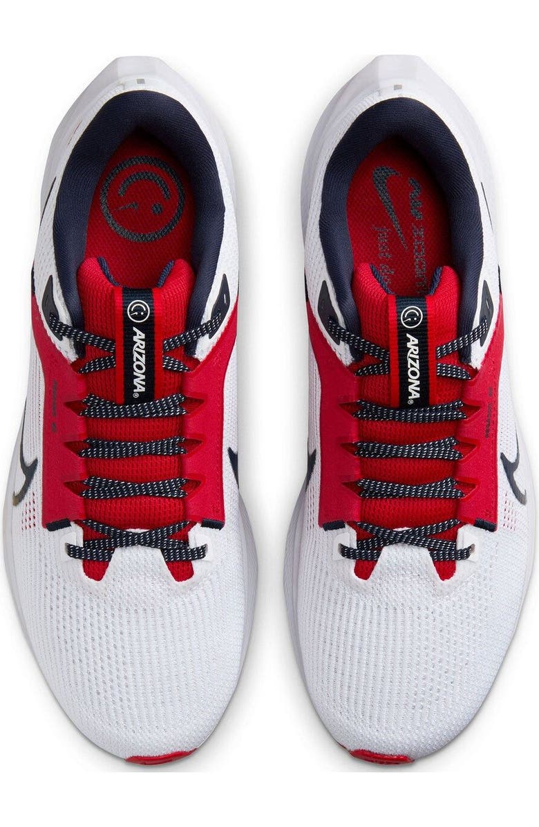Nike Unisex Nike White Arizona Wildcats Zoom Pegasus 40 Running Shoe, Alternate, color,