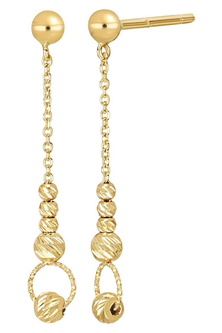 14K Yellow Gold Beaded Linear Drop Earrings, Main, color, GOLD