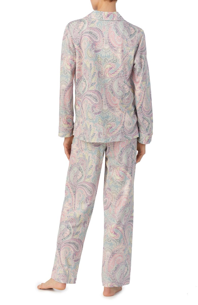 Lauren Ralph Lauren Paisley Long Sleeve Cotton Blend Pajamas, Alternate, color,