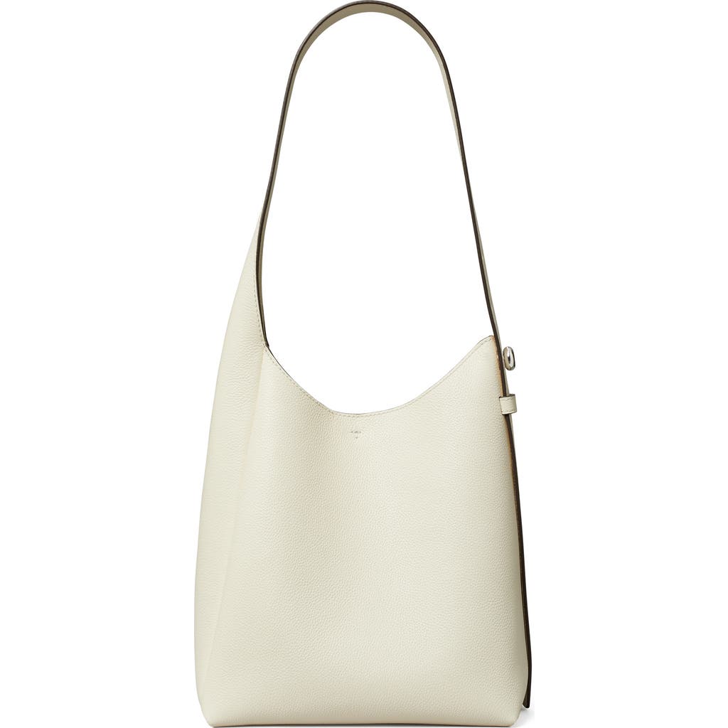 Tory Burch Small Romy Pebble Leather Hobo Bag In Light Cream