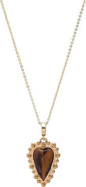 BY ADINA EDEN Natural Stone Elongated Heart Beaded Necklace