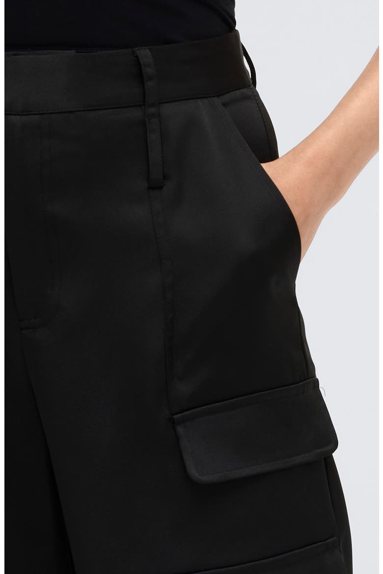 Satin Cargo Pants, Alternate, color, BLACK