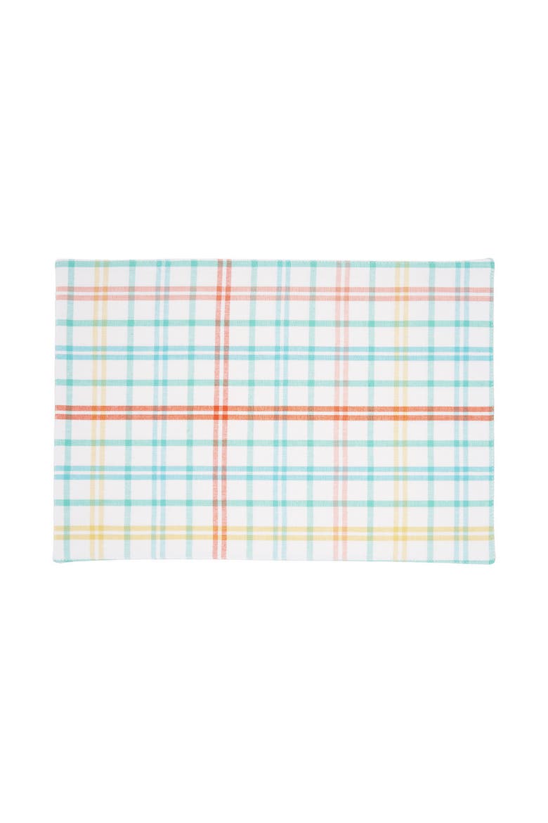 Bunny Rabbit Trail Plaid Easter Spring Cotton Placemats Set of 6, 13" x 19", Main, color, Blue