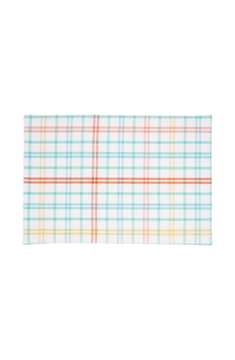 C&F Home Bunny Rabbit Trail Plaid Easter Spring Cotton Placemats Set of 6, 13" x 19", Main, color, Blue