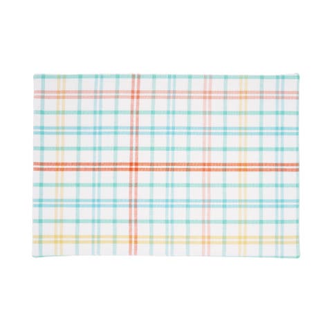 Bunny Rabbit Trail Plaid Easter Spring Cotton Placemats Set of 6, 13" x 19"