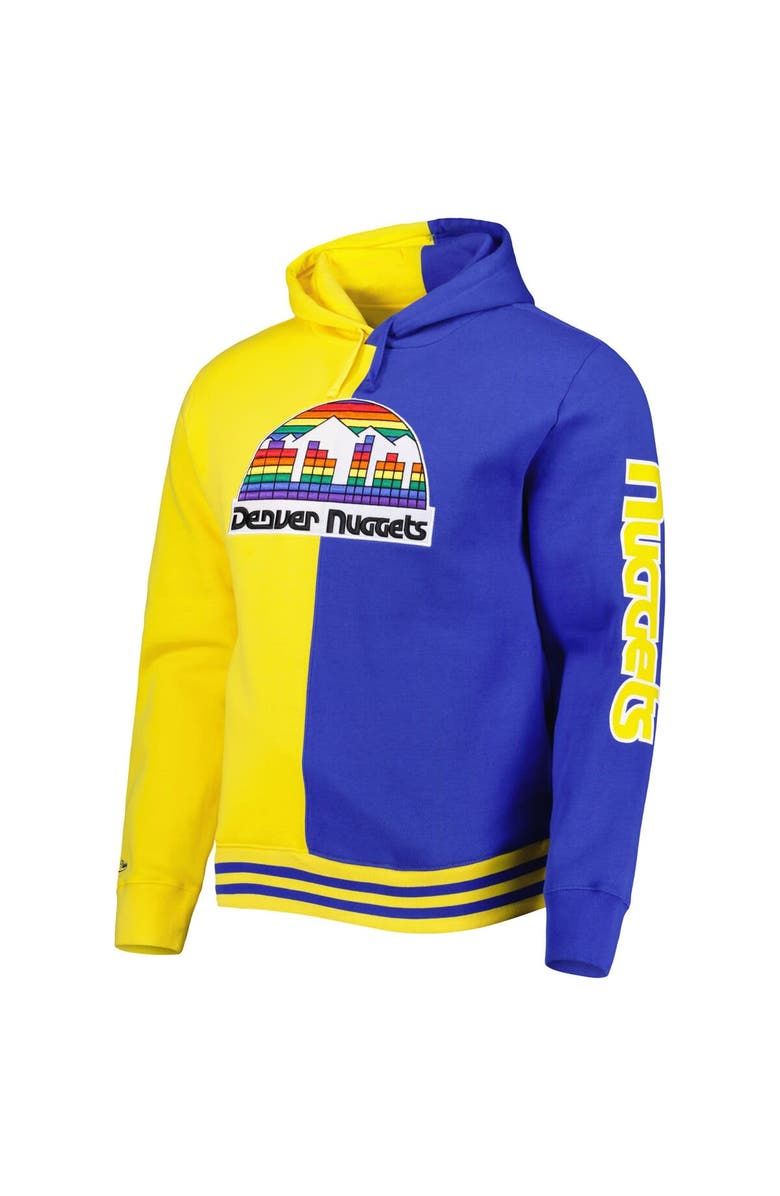 Mitchell & Ness Men's Mitchell & Ness Gold/Royal Denver Nuggets Hardwood Classics Split Pullover Hoodie, Alternate, color, Gold