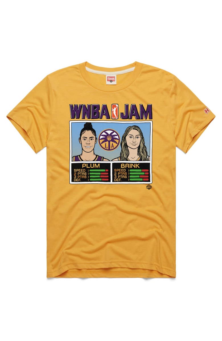 Homage Unisex Homage Cameron Brink & Kelsey Plum Gold Los Angeles Sparks WNBA Jam Tri-Blend T-Shirt, Main, color, Gold