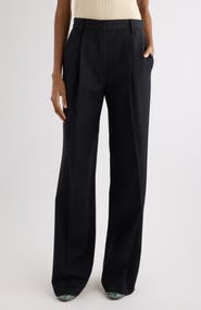 Dries Van Noten Wool Gabardine Wide Leg Pants