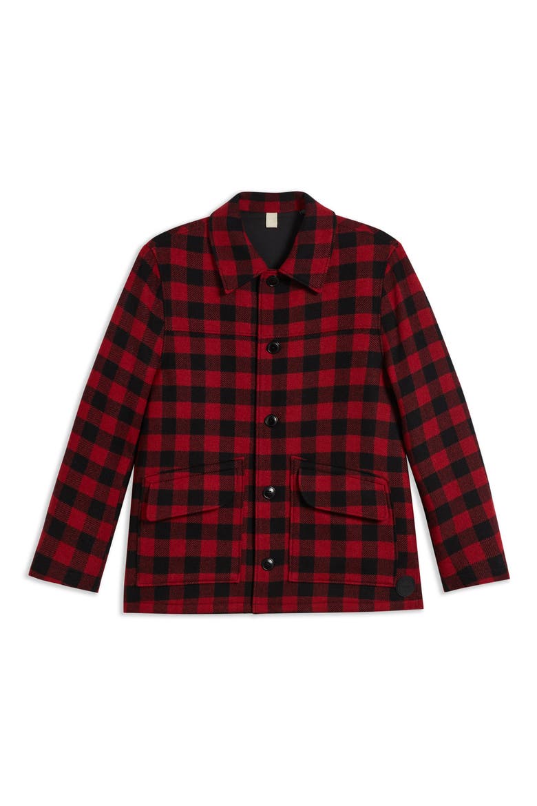 Nutley Buffalo Plaid Wool Blend Overshirt, Alternate, color, RED