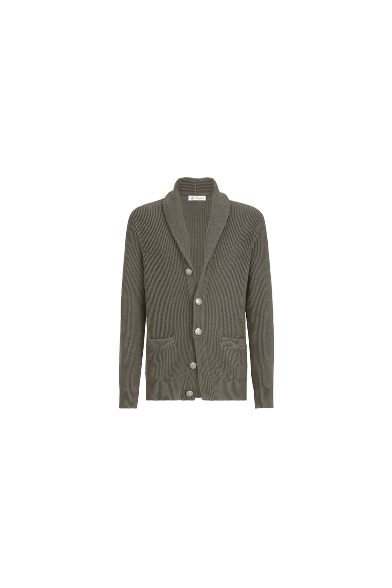Malfilé cotton English rib cardigan, Alternate, color, Military