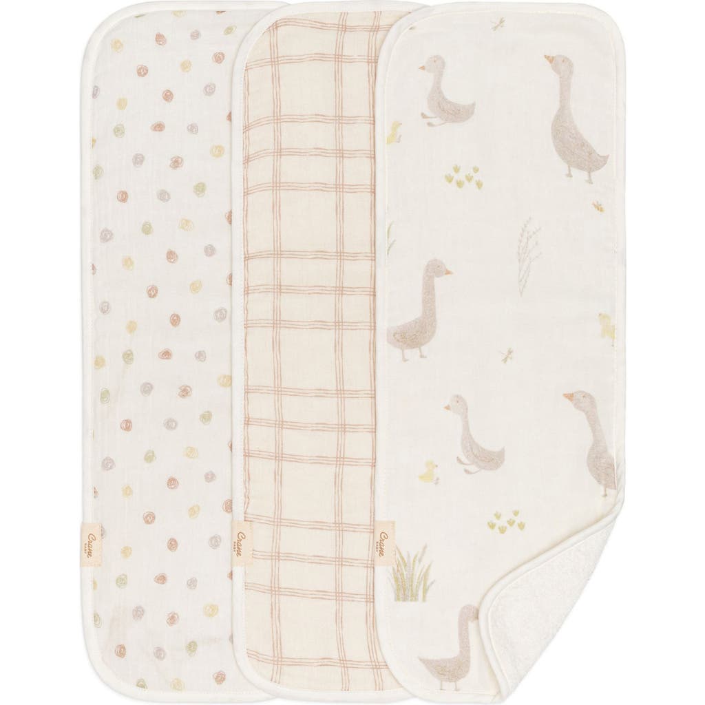 Crane Baby Kids' Goose Assorted 3-pack Cotton Burp Cloths In Neutral