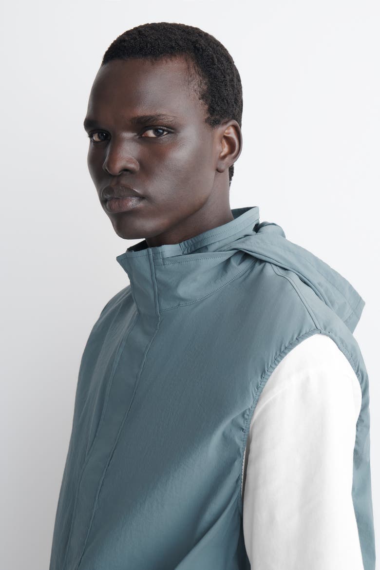 Technical Water-Resistant Nylon Vest, Alternate, color, STEEL BLUE