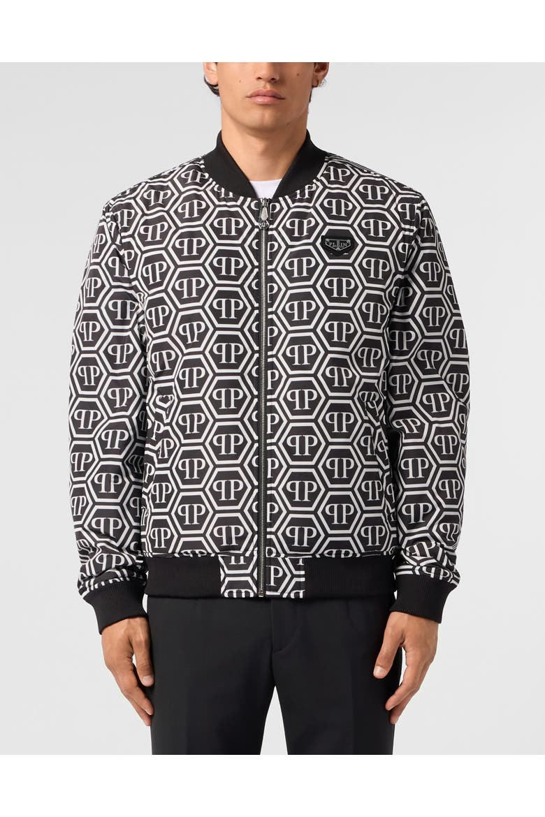 Nylon Bomber Monogram Men, Main, color, black